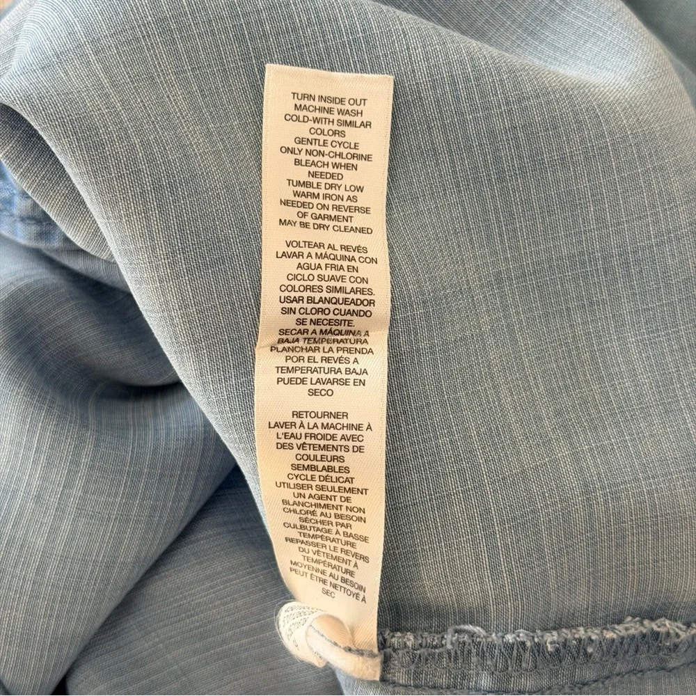 Chico's Light Blue Tie-Front Denim Button-Down - Picture 9 of 12